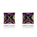 Gem Stone King 1.80 Ct Princess Mystic Green Topaz Solid 14K Yellow Gold Stud Earrings 5mm