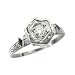 18K White Gold Antique Diamond and Sapphire Engagement Ring, circa 1930s
