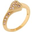 14k Rose Gold Bonded Pave Pink Ice Handset CZ Along One Side of Shank and Heart Shape Ring in Rose Gold Tone in Sizes 5-10 with 1.8 Total Carat Weight