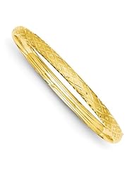 14k Yellow Gold 3/16 D/C Fancy Hinged Bracelet Bangle. Metal Wt- 4.15g