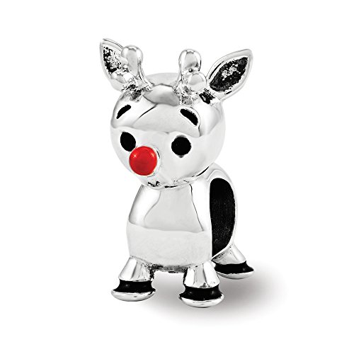 Red Nosed Rudolph Charm in Sterling Silver and Enamel