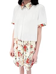 Short Sleeves Bubble Dress General Print Chiffon  Dress