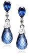 10k White Gold Lab Created Ceylon Sapphire and Diamond Earrings (.02 cttw, G-I Color, I2-I3 Clarity)