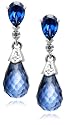 10k White Gold Lab Created Ceylon Sapphire and Diamond Earrings (.02 cttw, G-I Color, I2-I3 Clarity)