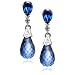 10k White Gold Created Ceylon Sapphire and Diamond Earrings (.02 cttw, H-I Color, I2-I3 Clarity)