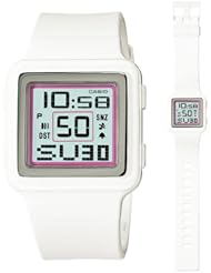 Casio Digital Poptone White Resin Grey Dial Womens watch #LDF20-7AV
