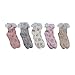Deer Mum Lady Floral Pattern Soft Cotton Lace Crew Socks 5 Pairs (set1)