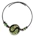 Choker Necklace - Deep Green Kazuri Beads with Garnet Accents