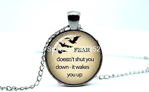 Pretty Lee 2015 Fashion Fear Doesn'T Shut You Down Four Quote Divergent Inspired Four Quote I Am Divergent Glass Photo Cabochon Necklace Christmas gift