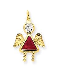 14k Gold July Girl Angel Birthstone Charm