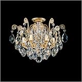 IMAGE OF Schonbek 3784-23SH Renaissance 6 Light Semi Flush Mount in Etruscan Gold with Swarovski Strass Silver Shade crystal