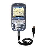 Gomadic for the PalmOne Treo 800w - Coiled Power Hot Sync and Charge USB Data Cable w/ Tip Exchange for the PalmOne Treo 800w - Gomadic Brand