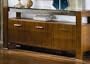 Urban Style Walnut Finish Sideboard Buffet/Server with Glass Top