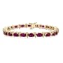 10k Yellow Gold Oval Cut Lab-Created Ruby Bracelet, 7"