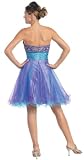 Strapless Cocktail Party Junior Prom Dress #651 (4, Turquoise/Purple)