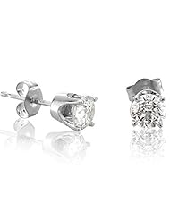 14k White Gold 4 Prong Round Brilliant Cut Diamond Stud Earrings (GH, SI, 0.25 carat)
