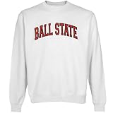 NCAA Ball State Cardinals White Arch Applique Crew Neck Fleece Sweatshirt