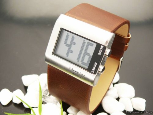 identity Herrenuhr,Digital Uhr,Braun,Edelstahl NEU&OVP!