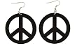 Large Peace Sign Earrings - Round Coconut 2 Inch Diameter - Dark Brown