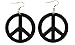 Large Peace Sign Earrings - Round Coconut 2 Inch title=