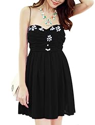 Strapless Elasticized   Waistline Short Chiffon/Polyester Pleated Sheer Crystal Summer  Dress