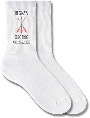 sockprints Personalized Bridal Party Socks Custom Name, Size 9-11 White