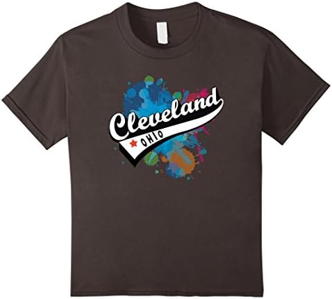 Kids Cleveland Ohio Pride City State Paint Art Gift Idea T-Shirt 4 Asphalt