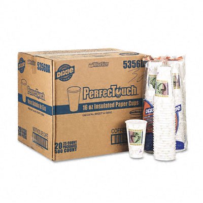 PerfecTouch 5356DX WiseSize 16 oz Capacity, Insulated Paper Cup with Coffee Design (Case of 500)