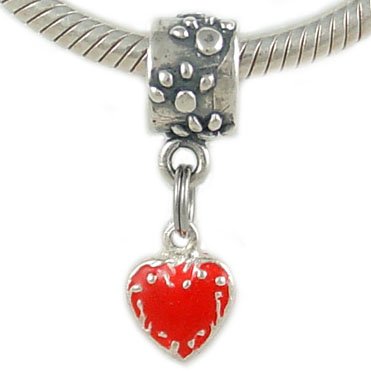 Sterling Enamel HEART Puppy Love DOG Dangle European Charm Bead