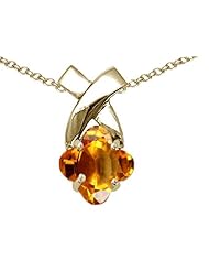 Tommaso Design (tm) 7mm Clover Cut Genuine Citrine Pendant