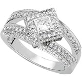 14K White Gold Diamond Bridal Engagement Ring
