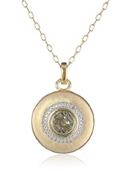 Genuine Sky Blue Topaz Two-Tone Round Pendant Necklace, 18"