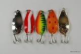 Lot of 5 New 2.45" Casting Hammered Spoon Fishing Lure for Northern Pike, Salmon, Walleye, and Largemouth Bass
