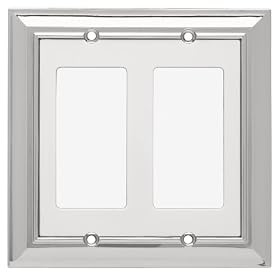 Liberty Hardware 126311 Architectural Double Decorator Wall Plate, Polished Chrome and White