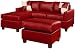 Bobkona Jr. Soft-Touch Reversible Bonded Leather Match 3-Piece Sectional Sofa Set, Red