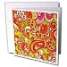 Lee Hiller Designs 60s Retro Print - Psychedelic Neon Red Yellow Pink Lotus - Greeting Cards-12 Greeting Cards with envelopes