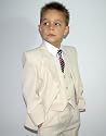 Kinderanzug beige mit weissen Nadelstreifen 5-tlg. Sakko+ Hose+ Weste+ Hemd+ Krawatte