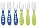 Gerber Stainless Steel Tip Kiddy Cutlery Forks - 6 Pack, Blue/Green
