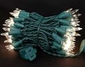Commercial Grade 100 Clear Christmas Mini Light Set Green Wire 22' Long 2.5" Spacing Connect 5
