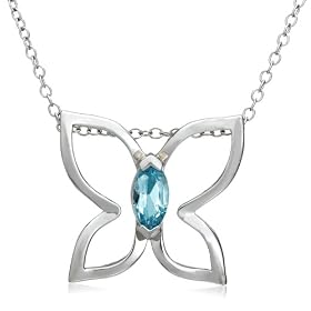 Sterling Silver Blue Topaz Large Butterfly Pendant by Amazon.com Collection