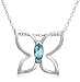 Sterling Silver Blue Topaz Large Butterfly Pendant