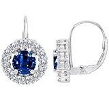 41krU17%2BsVL. SL160  CandyGem 925 Sterling Silver Nickel Free Lab Created Round Sapphire and White Quartz Hanging Earring