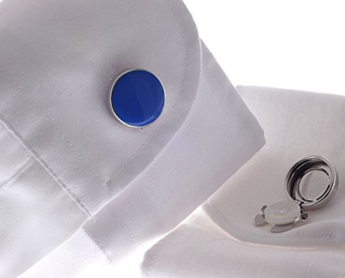 BLUE Rhodium Fin. Button Covers Pair - 18mm / 0.7 inch