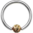Dalmation Jasper Natural Stone Bcr Captive Ring
