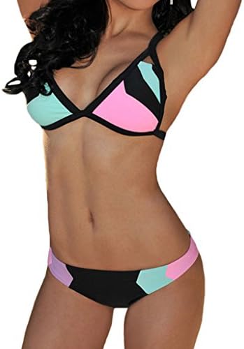 ForeFront Women's Candy Color-Block Triangle Cheeky Scrunch Butt Bikini Size XL US