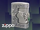 豪華3面加工 大粒<strong>天然石</strong>ターコイズ ウイングメタルzippo