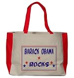 BARACK OBAMA ROCKS Large BELLA TOTEBAG w/ pockets (Choice of Colors)