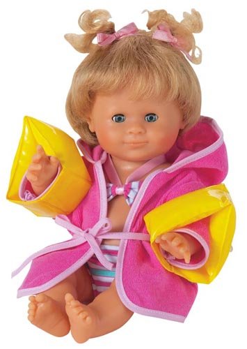 Childrens Toyshop  Toys : Corolle Bebe Plouf Girl - 12" Baby with all Vinyl Body and Blue Eyes