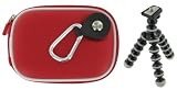 rooCASE 2n1 EVA Hard Shell (Red) Case with Memory Foam and Premium Tripod for Kodak Zx1 HD Pocket Video Camera Black