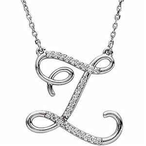 14k White Gold Sophisticated Initial Z Diamond Necklace